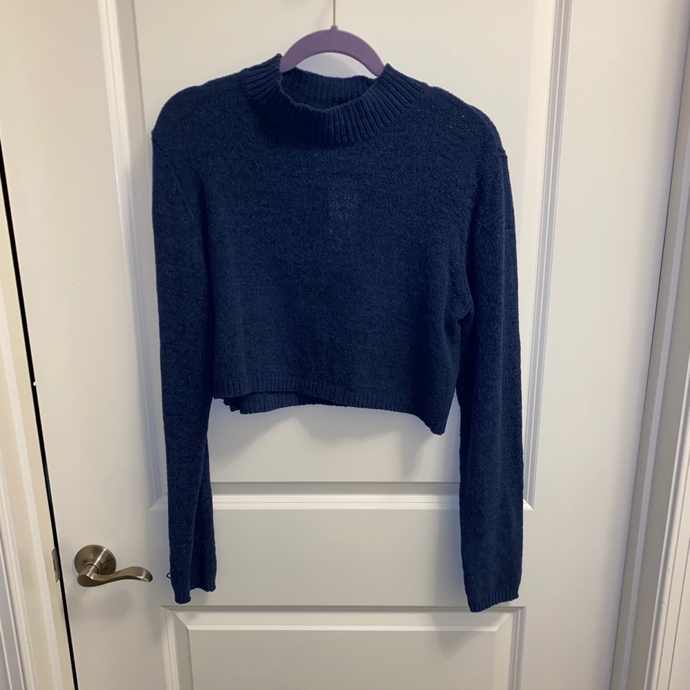 Cropped mock neck sweater